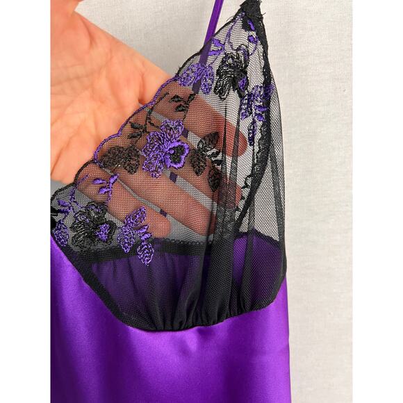 Vintage Body Chic Slip Dress Babydoll Lace Sheer Purple Whimsigoth Sexy Lingerie - Picture 3 of 6